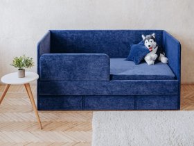Диван-кровать Happy (синий) в Безменово - bezmenovo.mebel-nsk.ru | фото