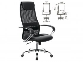 Кресло офисное BRABIX PREMIUM Stalker EX-608 CH, хром, ткань-сетка/кожзам, черное в Безменово - bezmenovo.mebel-nsk.ru | фото