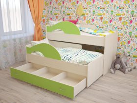 Кровать детская двухуровневая Радуга 80*160 в Безменово - bezmenovo.mebel-nsk.ru | фото