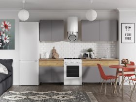 Кухонный гарнитур Квик-степ 2,0м (дуб крафт золотой/серый шифер) в Безменово - bezmenovo.mebel-nsk.ru | фото