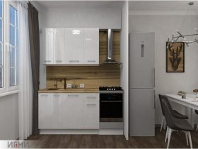 Кухонный гарнитур МДФ Выгодно и точка 1,5 м (белый глянец) в Безменово - bezmenovo.mebel-nsk.ru | фото