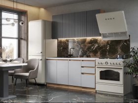 Кухонный гарнитур Ника 1,6 м (графит/серый софт) в Безменово - bezmenovo.mebel-nsk.ru | фото