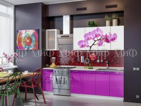 Кухонный гарнитур Орхидея (фиолетовый) в Безменово - bezmenovo.mebel-nsk.ru | фото