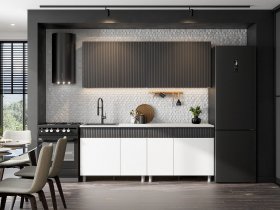 Кухонный гарнитур София (2,0м) (бланж/графит матовый) в Безменово - bezmenovo.mebel-nsk.ru | фото
