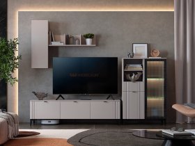 Модульная гостиная Рич (кашемир/фрапучино матовый/черный) в Безменово - bezmenovo.mebel-nsk.ru | фото
