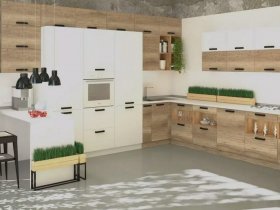 Модульная кухня Фиджи 2,3м (крафт) в Безменово - bezmenovo.mebel-nsk.ru | фото