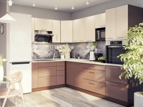 Модульная кухня Классика (ваниль/шоколад) в Безменово - bezmenovo.mebel-nsk.ru | фото