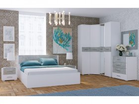 Модульная спальня Бьянка (белый/бетон) в Безменово - bezmenovo.mebel-nsk.ru | фото