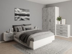Модульная спальня Гамма (белый/цемент) в Безменово - bezmenovo.mebel-nsk.ru | фото