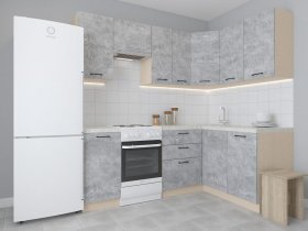 Модульная угловая кухня 1,4м*2,1м Лада (цемент) в Безменово - bezmenovo.mebel-nsk.ru | фото